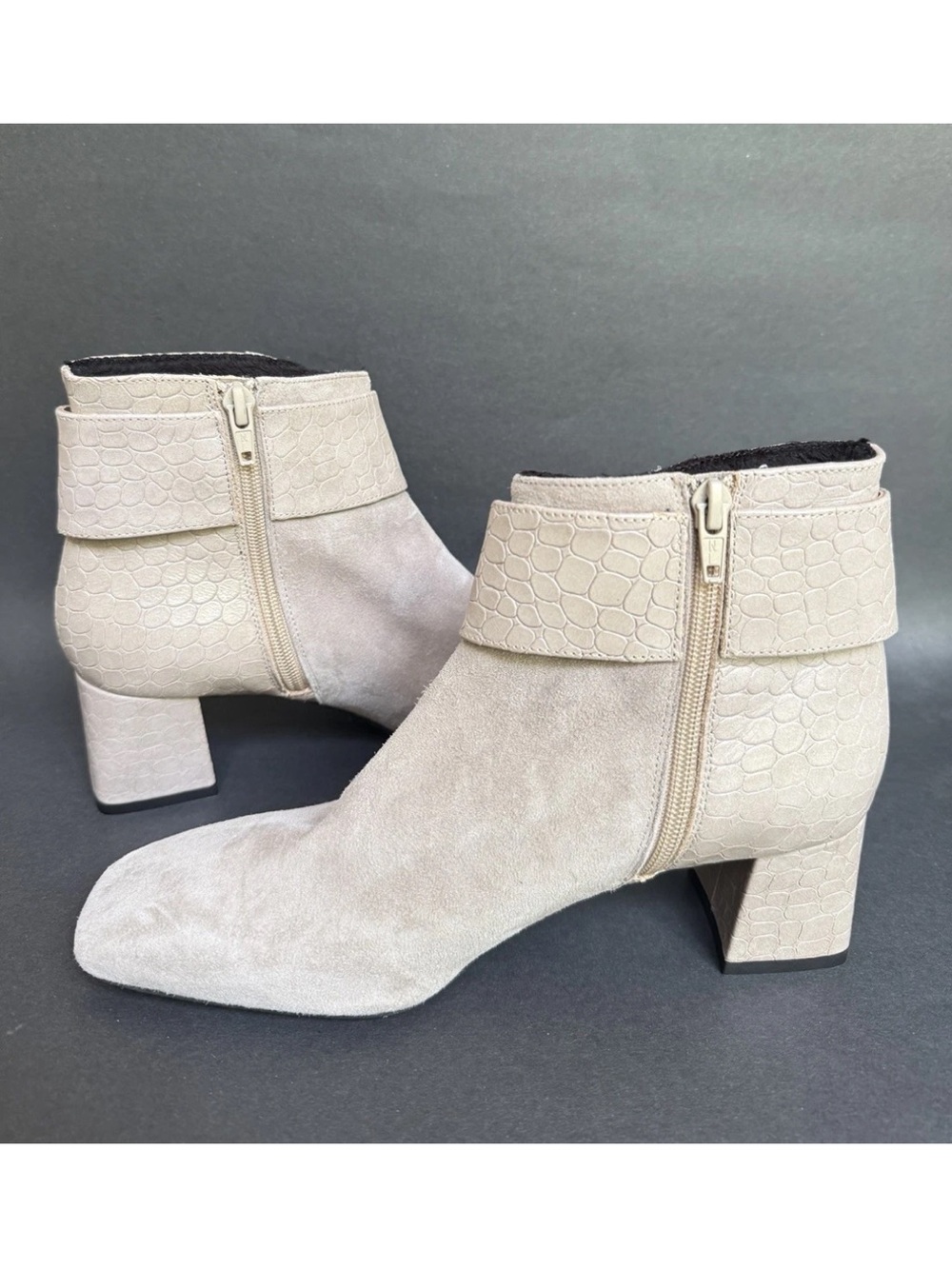 Ron White Linzi Waterproof Cashmere Suede Booties Croc-Texture Buckle Strap 6.5 - Picture 6 of 8
